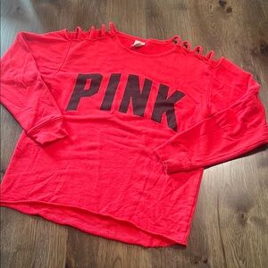 PINK Victoria's Secret Pinkish Red Cutout Shoulder Top XS